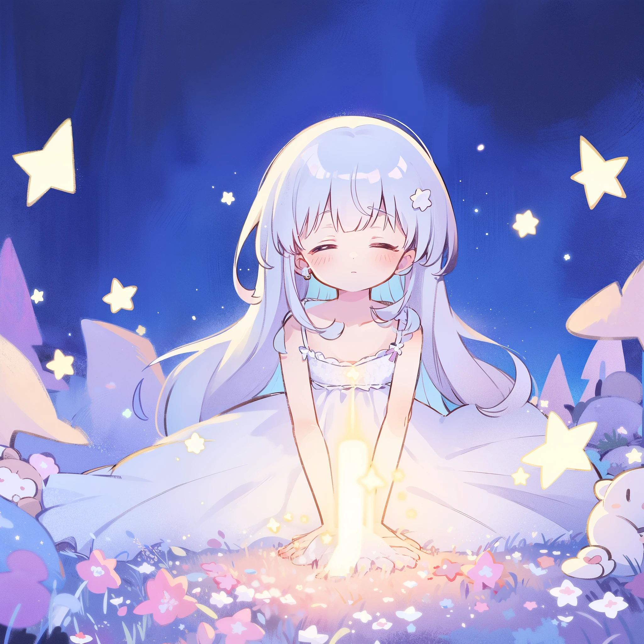complex background, wishing star background, a woman wearing an ethereal mystical pink translucent dress that reflects the stars, dreamy, peaceful, serene composition, glowing stars, glowing, perfume promo art, mystic, complex drawing, highly detailed, Covergirl brand, promo art, artistic rendition, ethereal, starry night, midjourney style