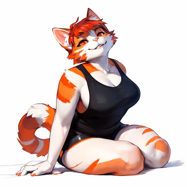 ((nsfw, A female anthropomorphic orange and white cat with red short hair and orange eyes sitting down on the floor in a hotel room)), hentai, , anthro, solo, tall, shortstack , angle, looking at viewer, background, extremely detailed, photorealistic, 3d render, high quality digital art, smug grin, detailed eyes ,henati , good anatomy, good perspective, towards viewer, by bebebebebe, by sicklyhypnos, by gerkk, by orf, (by by cutesexyrobutts, by darkgem, by zackary911, (by by singafurian, by daftpatriot, sassy, cute, early 20s, detailed face, handsome, slightly chubby , face, detailed mouth, hentai style, nsfw, show off, close up, A female anthropomorphic orange and white cat with red short hair and orange eyes sitting down on the floor inside of a hotel room