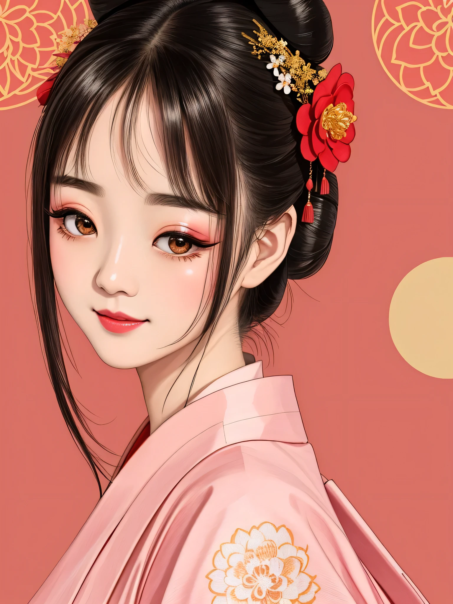 Each has a different expression2People and sisters、(2 girls)、⦅Dancing traditional arts with grace)、((Big Breasts、Small Face、Not exposed))、highest quality、masterpiece、(Black Hair、Bun Hair)、Brown Eyes、⦅Wide angle、Angle from above the waist、Pause on the magazine cover、Their gazes are different, gazing into the distance⦆、(8K High Quality、masterpiece、High resolution、Realistic and beautiful light and shadow、(highest quality)、(High Resolution)、(Very delicate and beautiful)、(Beautiful 8k face)、(With a smile、Beautiful eyes)、(Clear skin)、(Soft hair)、(8Head to Body)、(A Japanese style yukata kimono with red, pink and orange floral patterns on a white background, interspersed with gold powder、Wearing a yukata2Beautiful Japanese girls)、((Tanabata decoration background))、((Small Face))、(arms up)、Thin and small nose、(Red lipstick)、(Make your cheeks red)、(Glossy skin)、((Ink painting style))、Very thin eyebrows、Overall ultra-high image quality、(She is wearing maiko-style makeup.)、Whitening、Long and beautiful eyelashes、Glowing Skin、(Red cheeks),Straight nose、masterpiece、highest quality、whole body、 Eyebrows visible through hair、Bun Hair、Grin、Gal、Gal、Viewer's Eyes、Plaid、Stylish、woman、fine、Pause、
Waiting to start