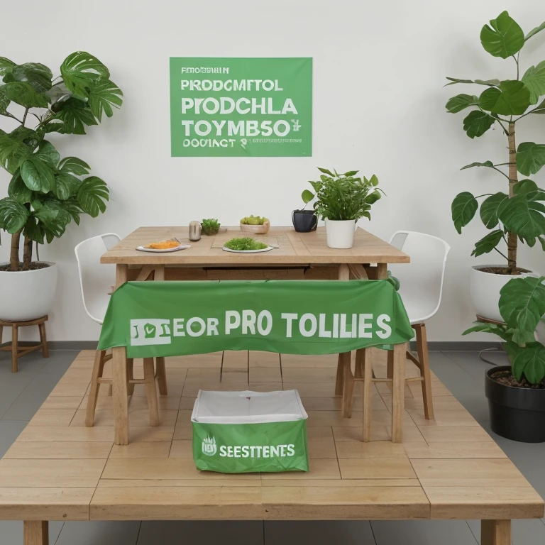 Crea una mesa para promocionar productos sustentables 