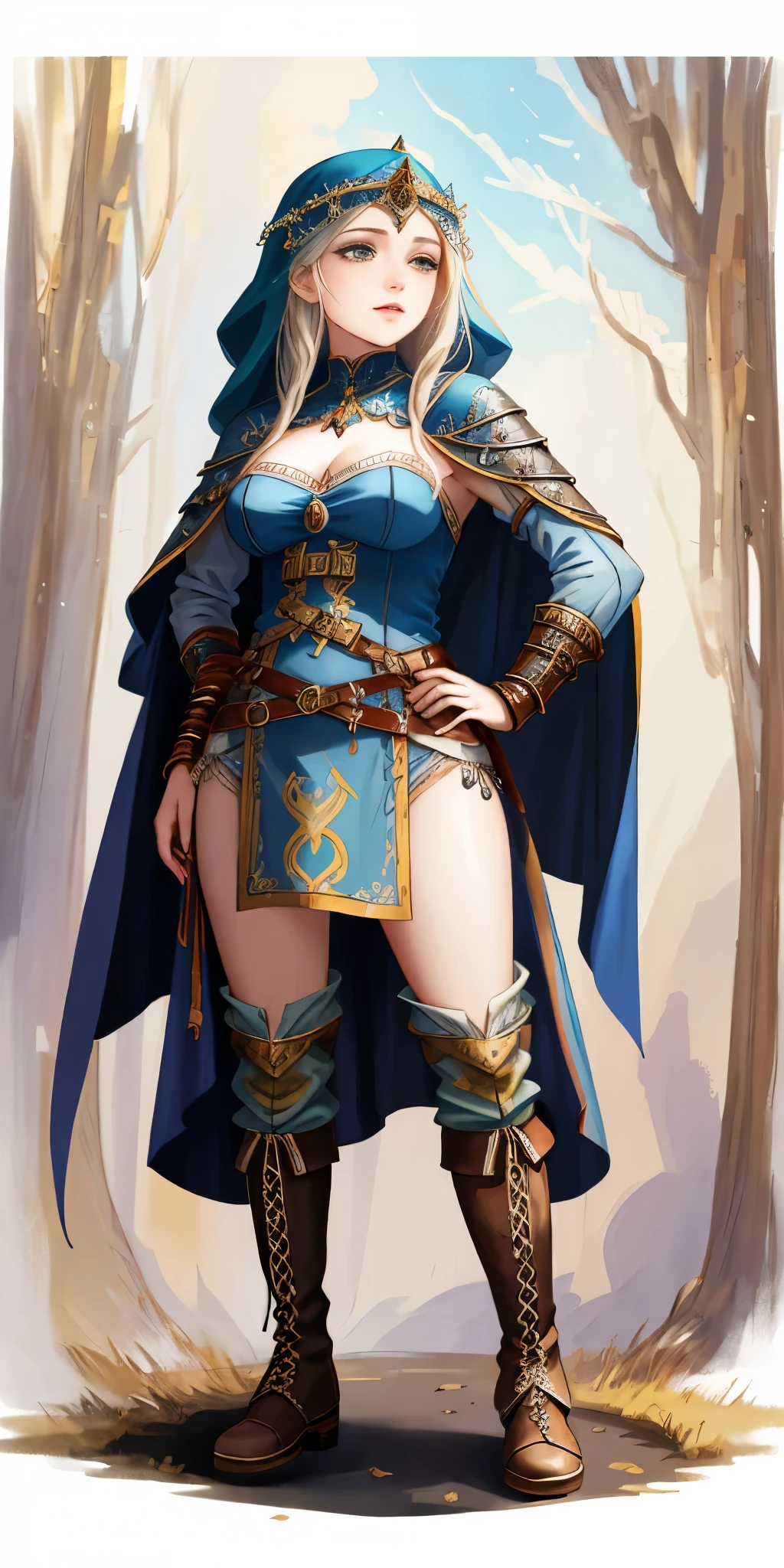 full body of a woman in a dress with a veil, feet together, standing feet together, military boots, beautiful fantasy maiden slave warrior, beautiful fantasy art portrait, fantasy victorian art, medieval fantasy art, beautiful and elegant queen Roxxane, portrait of queen of light, fantasy portrait art, gothic fantasy art, a beautiful fantasy empress, ((white background)) hands on hips
