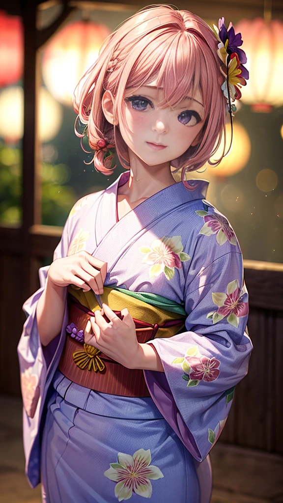 (masterpiece, Highest quality:1.4), Beautiful Face, 8k, 85mm, Absurd, (Floral Yukata:1.4), Face close-up, violet, Gardenia, Delicate girl, alone, night, View your viewers, Upper Body, Film Grain, chromatic aberration, Sharp focus, Face Light, Professional Lighting, Sophisticated, (smile:0.4), (Simple Background, Bokeh Background:1.2), detailed aspects,(((Show me one nipple:0.57))),((Very young and small:1.2),(Pink hair with flowers:1),((Show me the vagina:1.5)),(Semen flowing from the vagina),(Remote controlled vibrator in the vagina),(Flowing Tears),