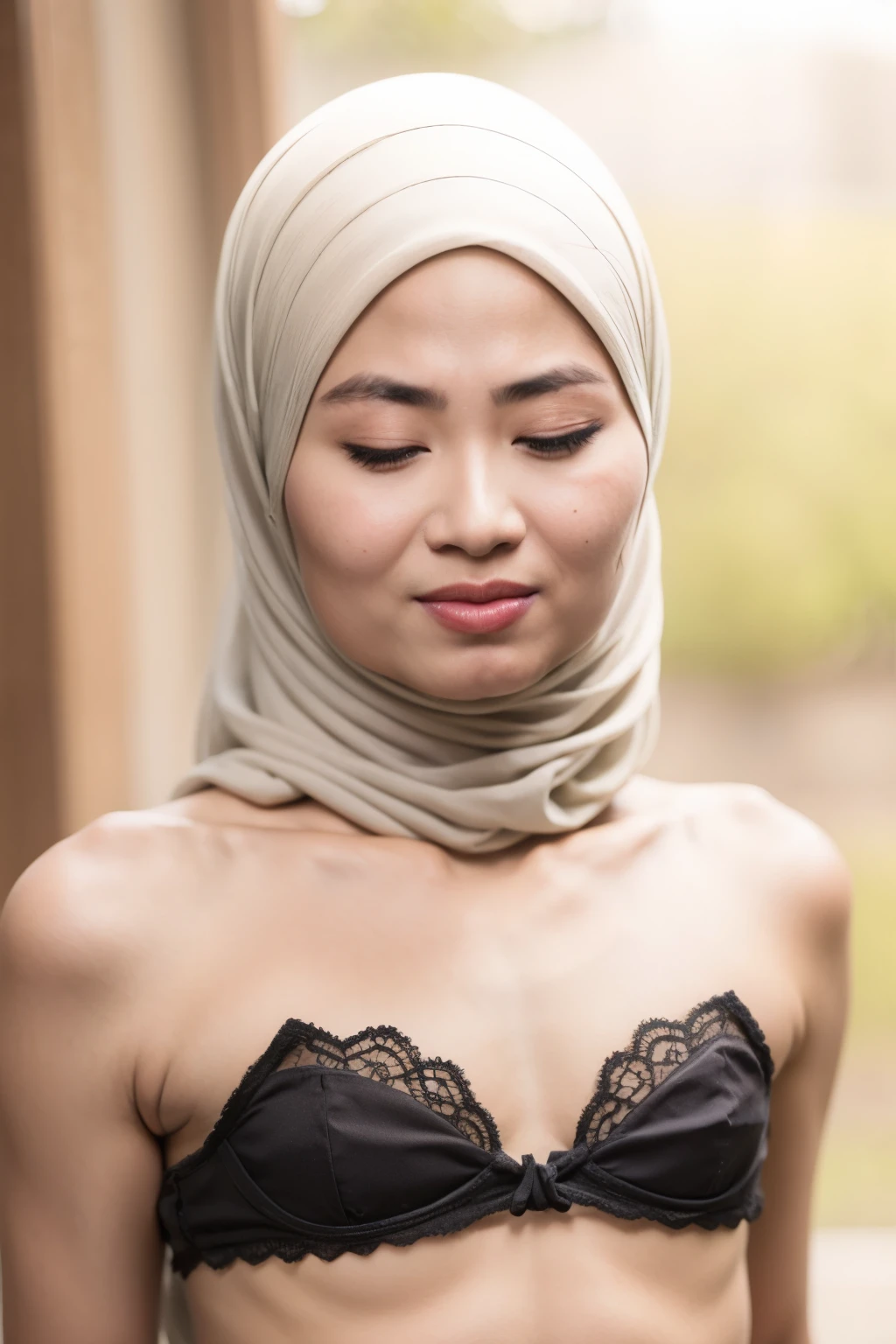 ((LIGHT GREEN)), ((Big Tits:0.6)), ((Flat Chest:1.6)), Wear sunglasses and act like Rosyam, ((Closed Eyes)), ((Strapless Colourful bra Flat Chest)), Naked, Angry pose, Angry face, (((HIJAB MALAY GIRL))), masutepiece, High quality, UHD 45K, Realistic face, Realistic skin feeling , A Japanese Lady, , , Very cute and baby-like face, (((FLAT CHEST))), (MATRIX WORLD), ((look In front at the camera and SADNESS)), ((())), (((CUTE GIRL))), ((PEACH PASTEL LIPS)), ((SATIN LACE)), ((CHUBBY)), ((UNDRESS)). Brown, Flat Chest, Wearing G-String. Sitting, from behind view up, seductive pose, (Small face)