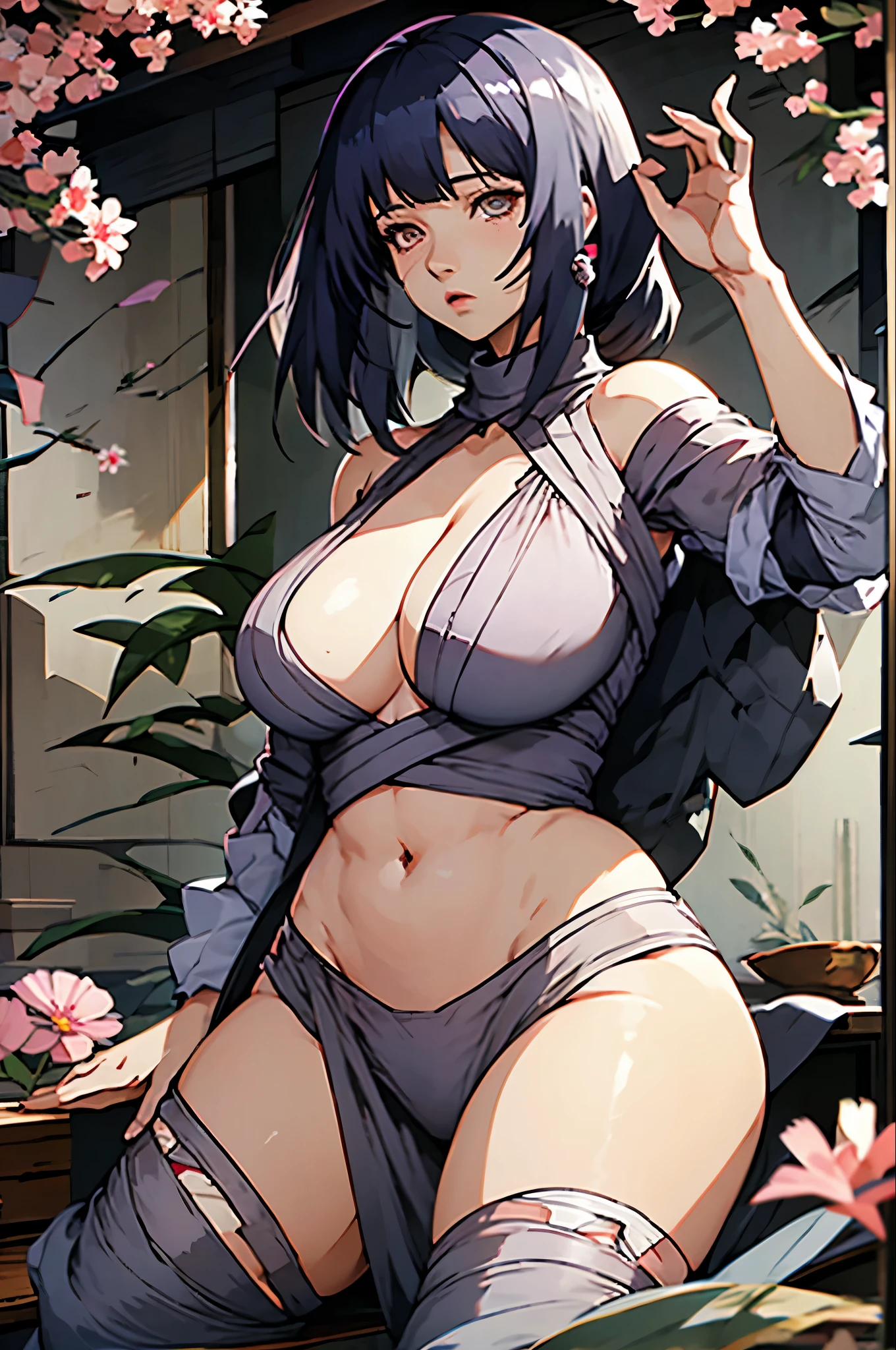(enormes tetas), escote, buena anatomia Film movie still，tsunade、Se destaca、30 years、piel palida、sonrisas inocentes、(A detailed Face)、(piel detallada)、wet，Los detalles son complejos、Shallow depth oF Field、[volume Fog]、movie lighting、ReFlectors、una Canon EOS R5、lente de 50 mm、F / 2.8、shot at 8k resolution、de cerca，inside the room，escritorios，verdor,((huge tits))