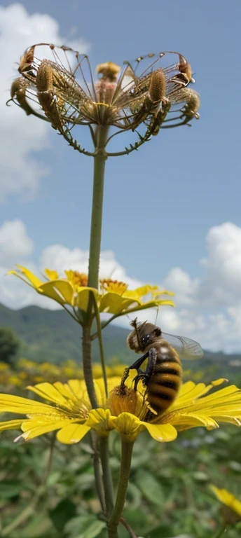 Abeja en paisaje colombiano 