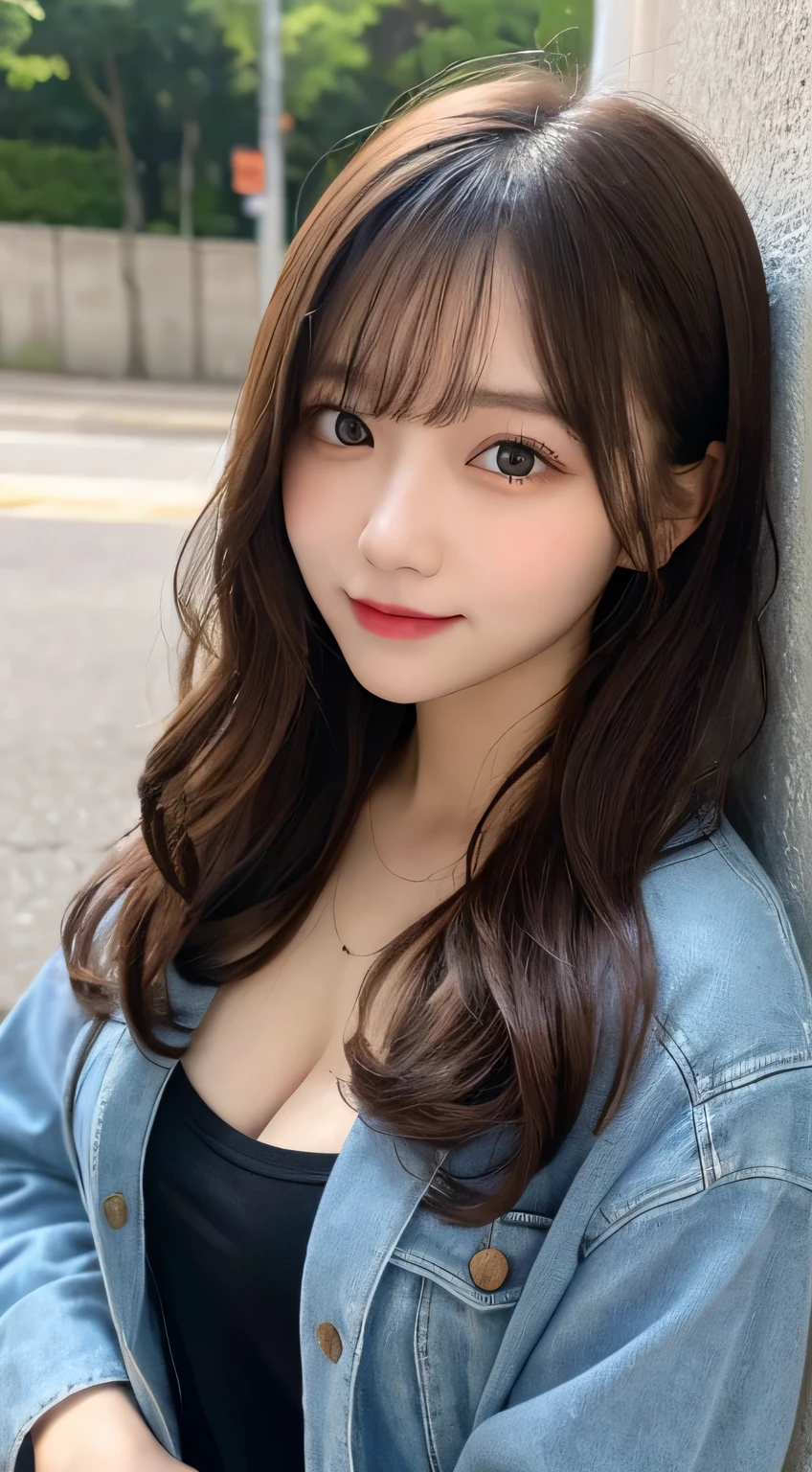 Tabletop, highest quality, shape, Very detailed, finely, High resolution, 8k wallpaper, Perfect dynamic shape, Beautiful and detailed, Down jacket,Wavy Hair,small breast natural color lip, Bold sexy pose,smile、20-year-old girl、cute、sexy shot looking at camera,RAW Photos,Messy Hair