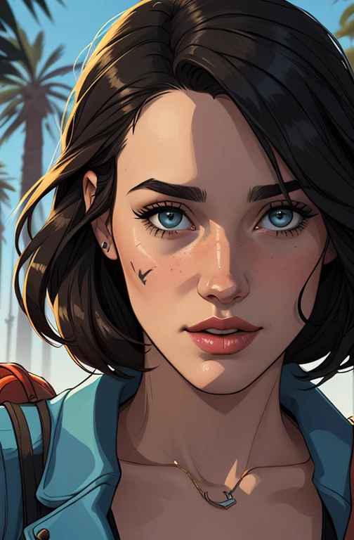 GTA style Cartoon style digital illustration GTA style young woman in luxury clothes Jennifer Connelly style Cartoon style digital illustration GTA style portrait mode Character woman atompunk style Fallout 4 black hair actress Ella Purnell with battle marks Cartoon image of a woman .Ilustracaoo estilo desenho animado, estilo de arte dos desenhos animados, estilo de arte dos desenhos animados, digital illustration style, estilo atompunk design de personagens altamente detalhado, arte digital detalhada coragem,actress Ella Purnell with black hair slim body Forest fan art, Design de cabelos pretos personagens de retrato, beautiful digital illustration, retrato de alta qualidade, Arte em quadrinhos, s . Eyelined eyes, medium bust and wonderful sexy clothes. image expression of sexual desire from waist to head illustration atompunk style Fallout 4 The perspective is from below, enfatizando a majestade e o poder da Gigante."atriz Ella Purnell cabelos p