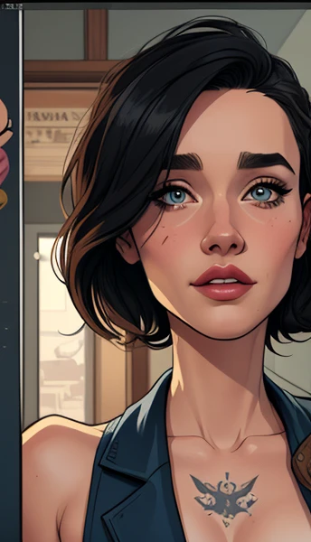GTA style Cartoon style digital illustration GTA style young woman in luxury clothes Jennifer Connelly style Cartoon style digital illustration GTA style portrait mode Character woman atompunk style Fallout 4 black hair actress Ella Purnell with battle marks Cartoon image of a woman .Ilustracaoo estilo desenho animado, estilo de arte dos desenhos animados, estilo de arte dos desenhos animados, digital illustration style, estilo atompunk design de personagens altamente detalhado, arte digital detalhada coragem,actress Ella Purnell with black hair slim body Forest fan art, Design de cabelos pretos personagens de retrato, beautiful digital illustration, retrato de alta qualidade, Arte em quadrinhos, s . Eyelined eyes, medium bust and wonderful sexy clothes. image expression of sexual desire from waist to head illustration atompunk style Fallout 4 The perspective is from below, enfatizando a majestade e o poder da Gigante."atriz Ella Purnell cabelos p