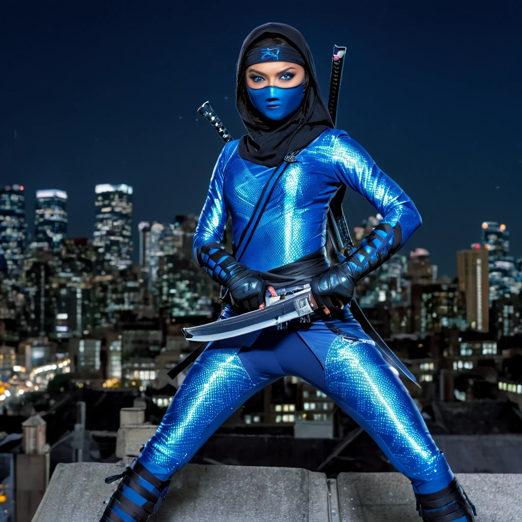 The dangerous Ninja Assassin 'Blue Butterfly' travels the city by rooftops at night, she is armed