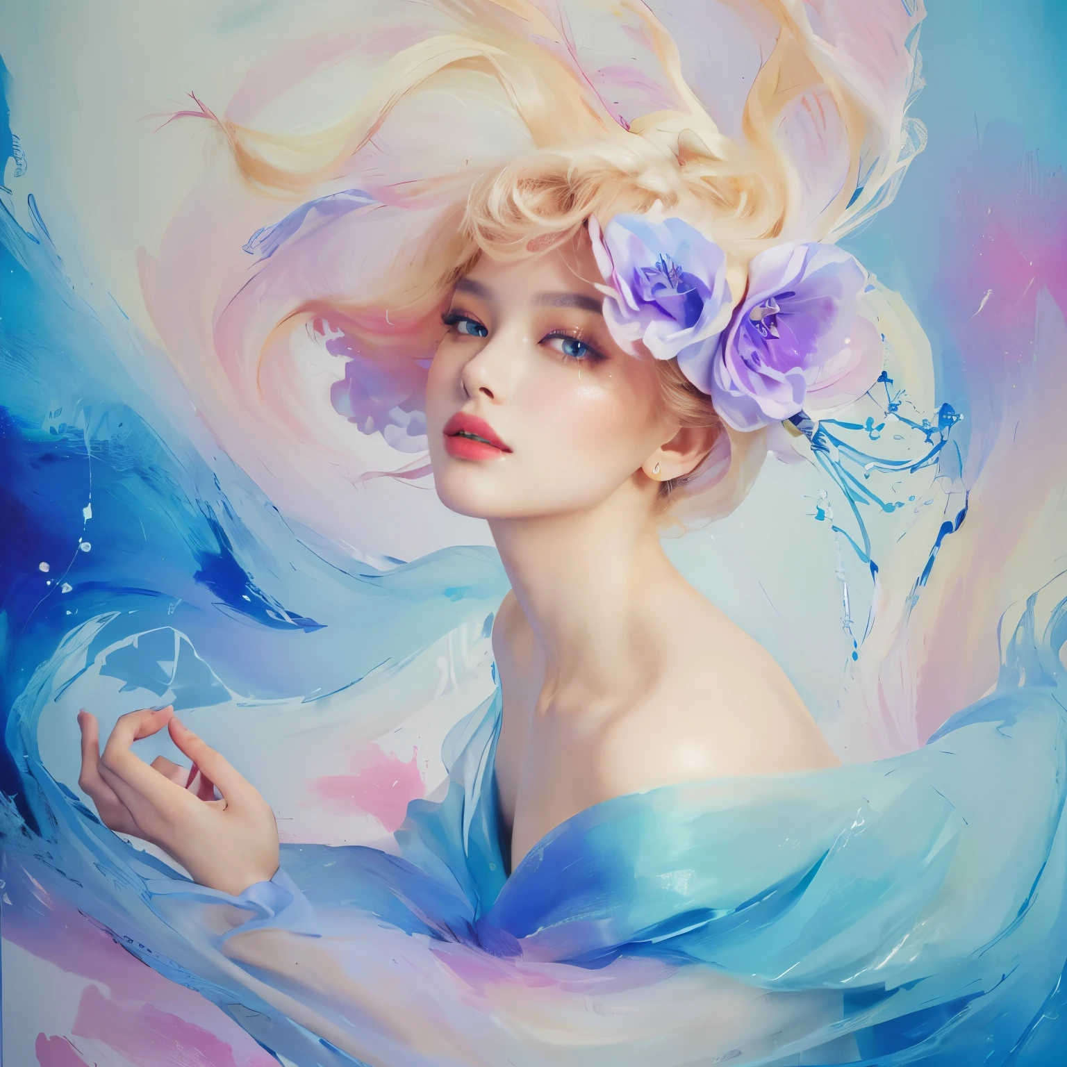 (best quality, highres, realistic:1.37), detailed portrait, a impressive painting of girl in galaxy beautiful detailed eyes, beautiful detailed lips, long eyelashes, fashionable clothing, confident and elegant posture, unique catwalk style, starry night pattern on the jacket, vibrant colors, rich textures, soft and glowing lighting, runway atmosphere, asian model