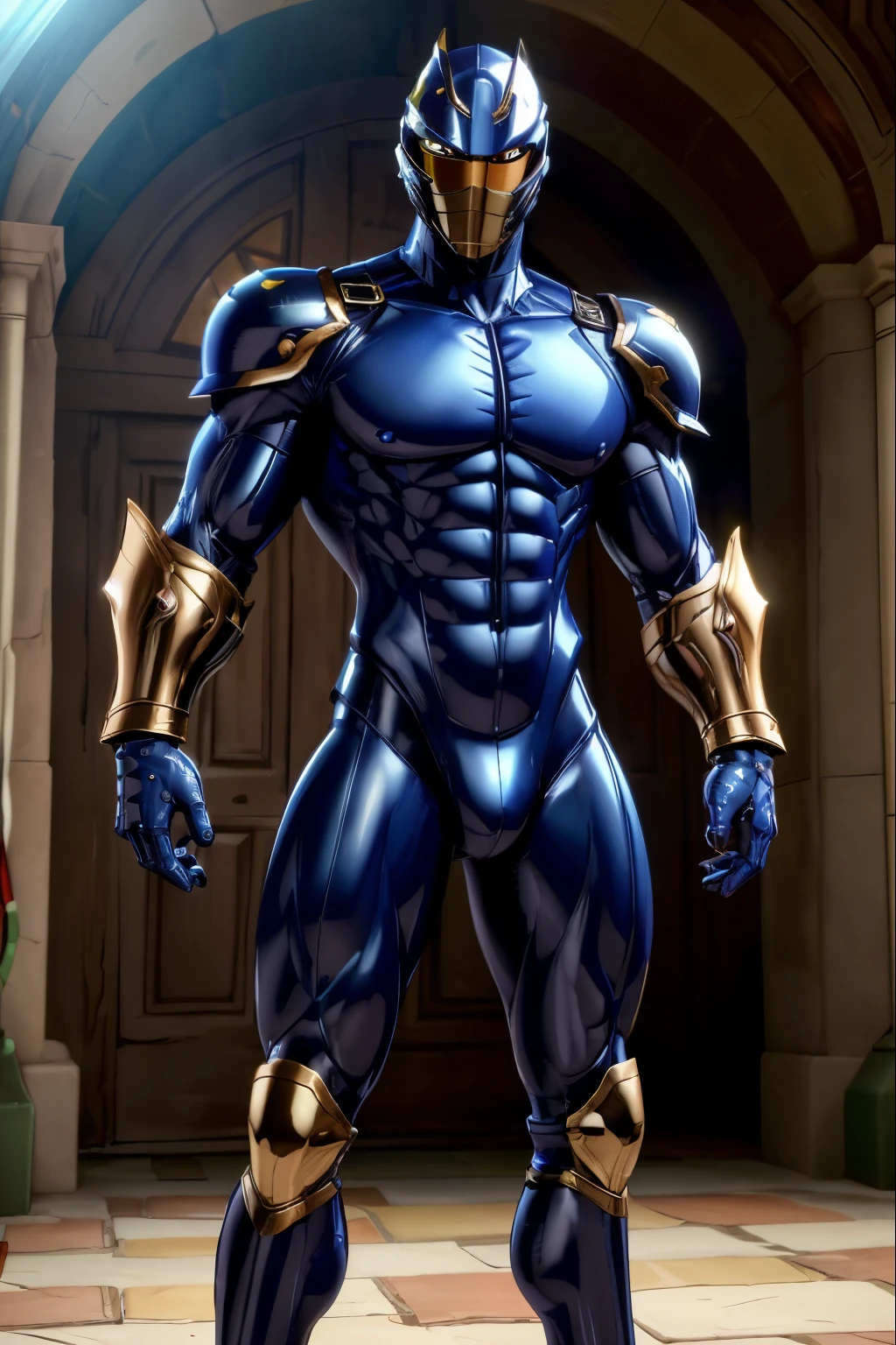 ((Best Quality, 8K, ultra-detailed, Masterpiece: 1.3)), 1boy, shiny skin, sharp, Perfect Body Beauty, realistic shaded perfect body, muscular male, (cute male face:1.1),("bodysuit, big bulge ":1.2),("leggins , armor":1.1),("glove, armor":1.1 ), helmet, helmet that covers the entire head, mask of an expressionless male face. (techwear)(dynamic pose:1.1), thigh , battle field , (bulge focus:1.2), 3d, cartoon