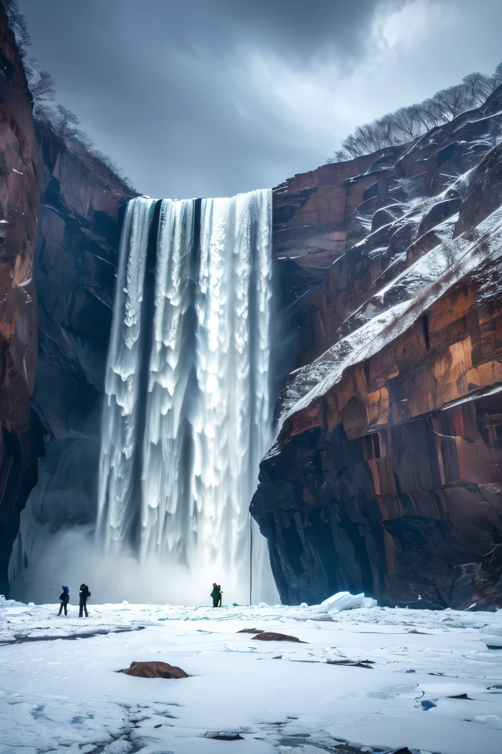 The Storm is Coming、Raging Wind、Everest tributaries、A huge waterfall completely frozen、Ice looming before our eyes、、Close-up image