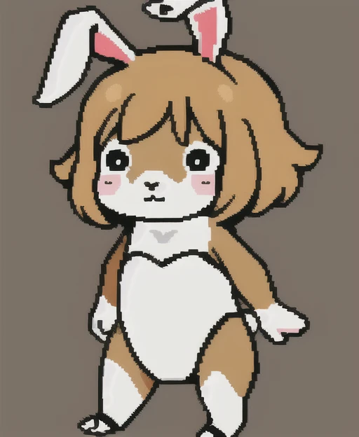 rabbit, animal, solo, dot eyes, pixel art, no human, furry, kwaii