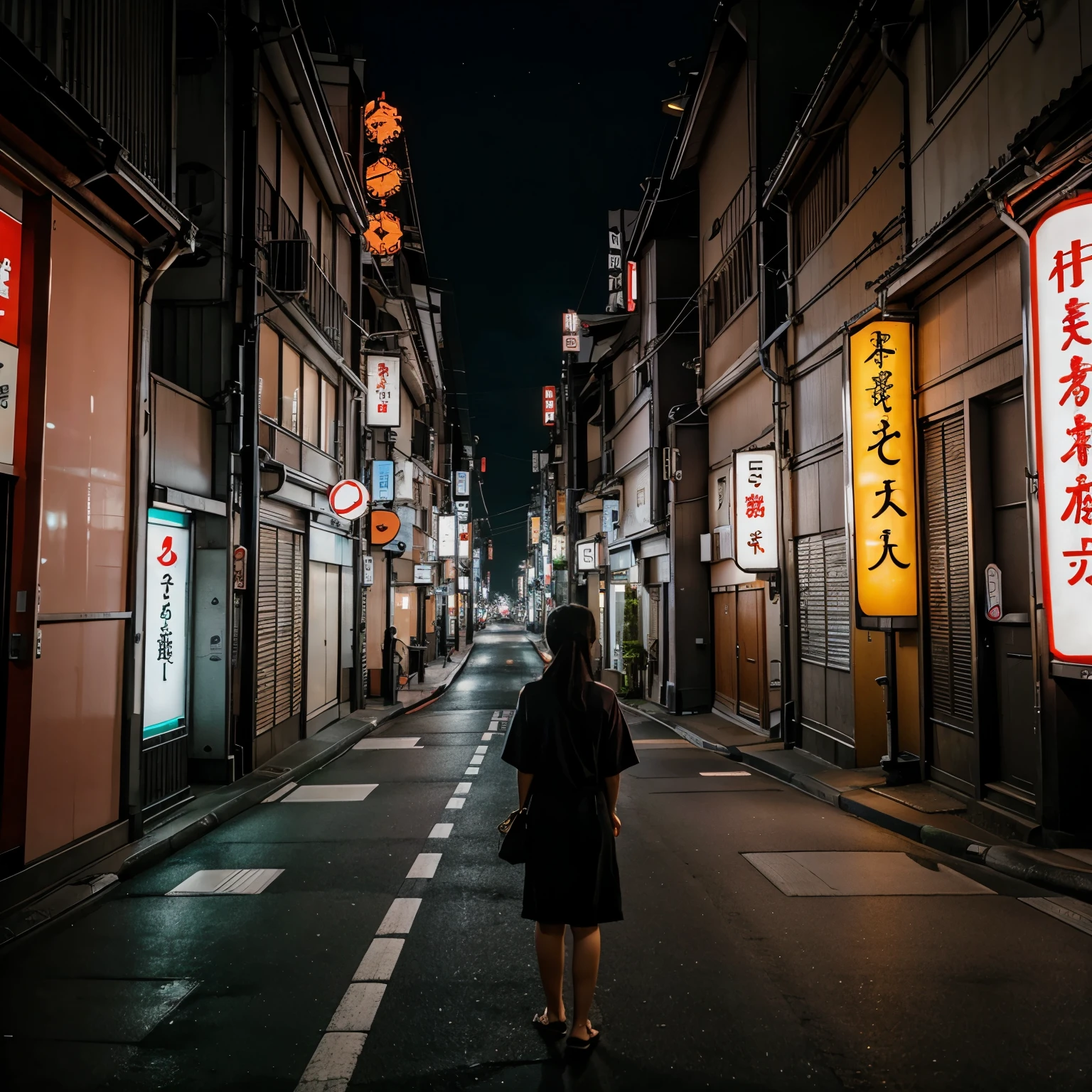 Uma paisagem noturna em tokyo
