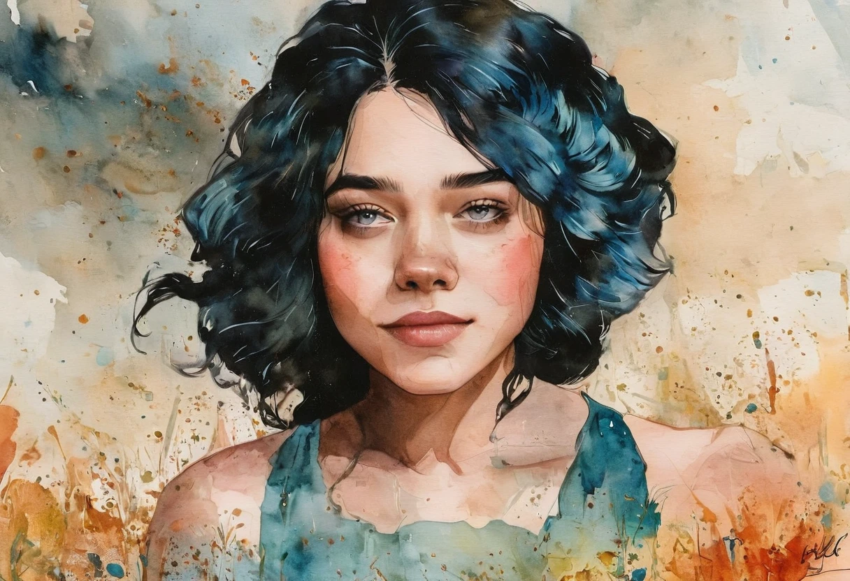 a watercolor painting of a woman with long black hair and a black dress, 2 girl with blue hair, style of charlie bowater, jen bartel, in style of charlie bowater, woman with flat hair, in style of anna dittmann, charlie bowater rich deep colors, inspired by Jeremiah Ketner, Inspired by Harumi Hiỉonaka, golden ratio. 