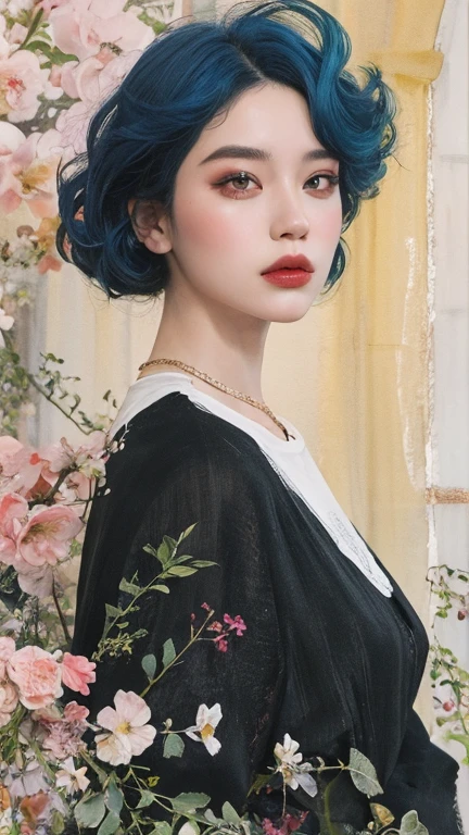 a watercolor painting of a woman with long black hair and a black dress, 2 girl with blue hair, style of charlie bowater, jen bartel, in style of charlie bowater, woman with flat hair, in style of anna dittmann, charlie bowater rich deep colors, inspired by Jeremiah Ketner, Inspired by Harumi Hiỉonaka, golden ratio.