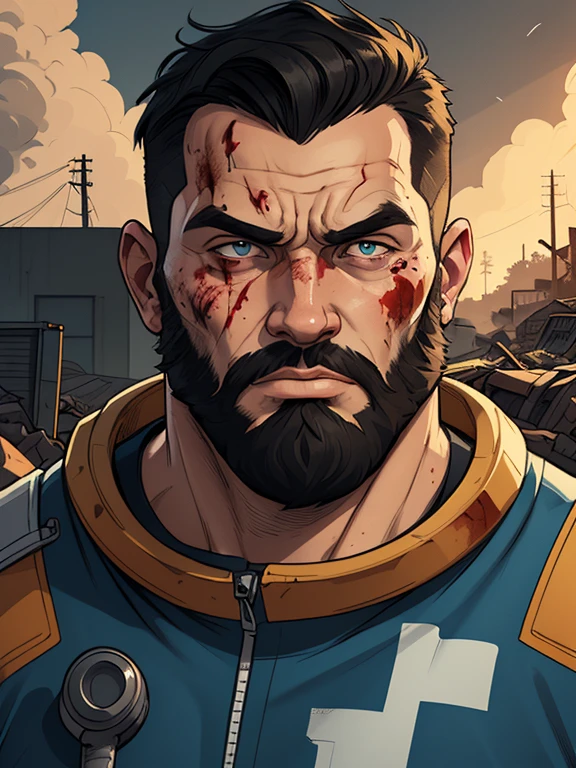 Strongman revolver model 38 Viking style astronaut uniform Portrait style Cartoon style digital illustration GTA style Fallout 4 survivor wearing police uniform , He has black hair and a beard, he has an expression of anger and is stained with blood from battle, the scenery and destruction around him, Cartoon style, digital illustration, GTA style, portrait mode, with a model 38 revolver, astronaut uniformestilo de desenho animado:1.2), Geena Davis  s Mulher brasileira desenho ART Artline mulher  Imagem cartoon de uma mulher , roupas sensuais , garota super valente destemida , Ilustra??o estilo desenho animadocabelo preto ondulado, estilo de arte dos desenhos animados, estilo de arte dos desenhos animados, digital illustration style, design de personagens altamente detalhado, arte digital detalhada fofa, Fan art horror character design portrait, beautiful curly black hair digital illustration high quality portrait, arte em quadrinhos, retrato do design do personagem, Personagem feminina peituda, without clothes and with medium breasts, estilo desenho animado Geena Davis ficha de personagem, white Greek man with short very curly hair black and red utility jacket, motorist, alta qualidade, bonito, jeans azul claro, straight body hair, messy look, robusto e sujo, different facial expressions, corpo todo, camisa branca, masculine, Alto, Strongman revolver model 38 Viking style astronaut uniform Portrait style Cartoon style digital illustration GTA style Fallout 4 survivor wearing police uniform , He has black hair and a beard, he has an expression of anger and is stained with blood from battle, the scenery and destruction around him, Cartoon style, digital illustration, GTA style, portrait mode, with a model 38 revolver, astronaut uniform