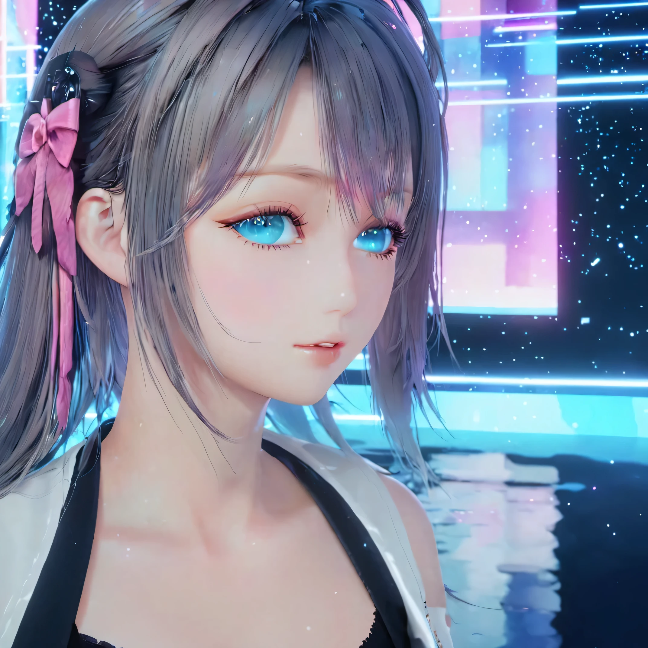 masterpiece, best quality, high quality, highres, absurdres, 1girl, glitch art, (digital distortion):1.2, pixelated fragments, data corruption, colorful noise, visual chaos, contemporary aesthetics, lily (vocaloid), anime style digital art, anime style work, anime digital art, ultra hd anime wallpaper, anime styled digital art