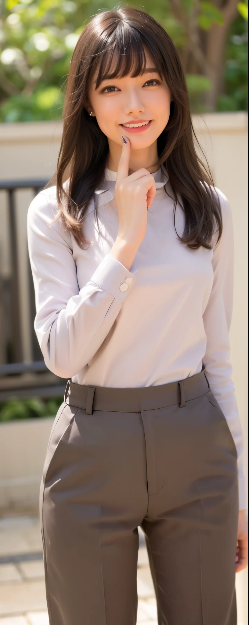 Zahra Ayu 23 years old 160cm 55kg wearing white button shirt, blue jeans, medium hair, Wearing glasses. Bright face. Office suit. Wear white hijab. Moslem wear. No hair. Closed outfit.