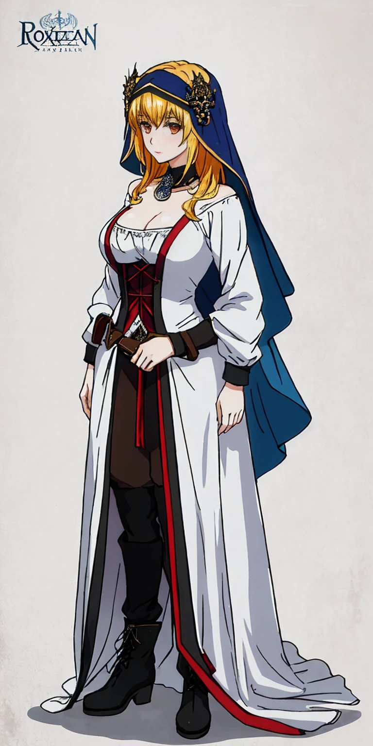 full body of a woman in a dress with a veil, feet together, standing feet together, militar boots, beautiful fantasy maiden slave warrior, beautiful fantasy art portrait, fantasy victorian art, medieval fantasy art, beautiful and elegant queen Roxxane, portrait of queen of light, fantasy portrait art, gothic fantasy art, a beautiful fantasy empress, ((white background))