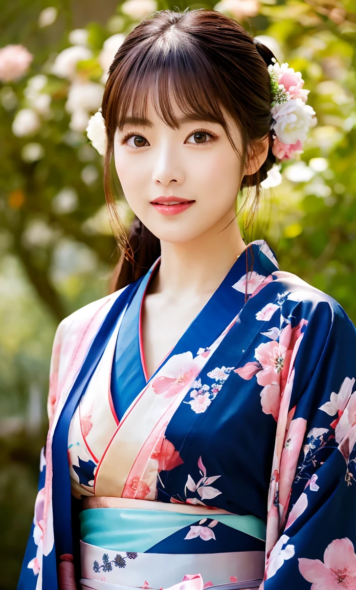 highest quality、High resolution、masterpiece、Very detailedなCG8K、Very detailed、Realistic portraits、(((2 model)))、((Beautiful floral kimono))、I'Hair tied up、Beautiful Japan、Beautiful woman、Beautiful Face、Well-formed eyes、Beautiful kimono figure、(A scene of a woman in a kimono visiting a shrine)、Very slim body type、Slender、Shapely breasts、Long legs、Wrapped in warm light、Smile happily、Hairpin、Thin earrings、Shrines in Kyoto、snow shrine、