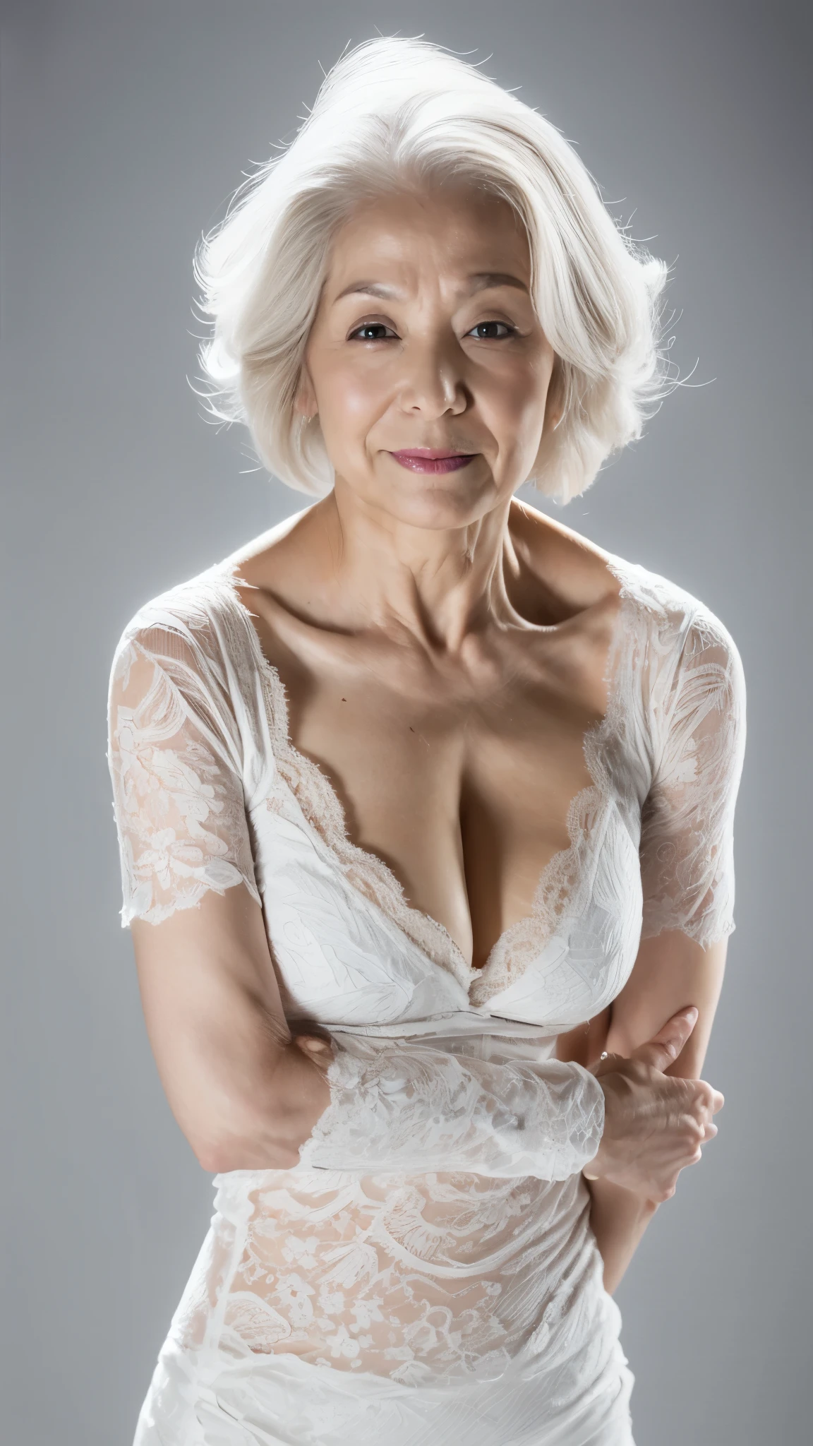 Aunt, ((Fractal Art)), (((masterpiece))), 8k, Clear images, (((alone))), (((Older Japanese Mature))), Pure white background, Gray Hair, Lower your arms, wear a flashy bra, gravure, Look forward, ((Elderly mature woman with an old face)), Depict lips accurately,Red lips, Flashy makeup, (((alone))), (((Perfect Anatomy))), Elderly, Pure white background, gravure, natural upright posture, Look forward, ((Obscene)), From the chest up, highest quality, Very detailed, Realistic, Very detailed細なスキン, (1 Japanese Mature), (positive), 95 years old, Huge breasts, Mature politician, Glamour, sexy, Pure white skin, Looking at the audience,