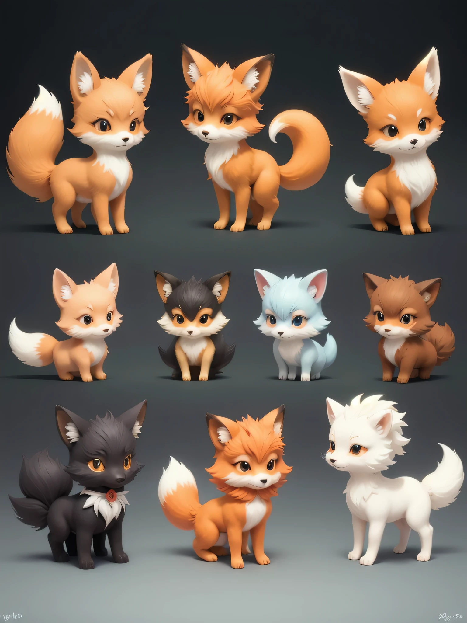  Spirit, Fox Red and Orange, Translucent, Small Cute, Pokémon Vulpix, Fox Spirit, Single Fox