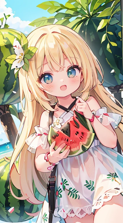 girl, watermelon, Happy, summer, Perfect quality, Clear focus (Clutter - Home: 0.8), (masterpiece: 1.2) (Realistic: 1.2) (Bokeh) (highest quality) (Detailed skin: 1.3) (Intricate details) (8k) (Detail Eye) (Sharp focus), (Happy (highest quality, 8k, 32k, masterpiece, Ultra-high resolution: 1.2),