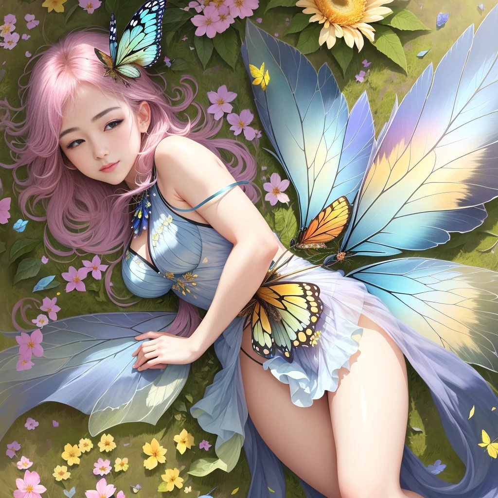 (best quality,4k,8k,highres,masterpiece:1.2),ultra-detailed,(realistic,photorealistic,photo-realistic:1.37),blue butterfly,beautiful detailed wings,delicate patterns,floating gracefully,ethereal beauty,glowing body,soft blue shades,vivid colors,shimmering metallic scales,luminous spots,sparkling in the sunlight,graceful flight,captivating and elegant,scattering pollen,delicate antennae,fantastical creature,surrounded by flowers,exotic garden,filled with colorful blossoms,serene atmosphere,sun-kissed petals,tranquil surroundings,soft breeze,rays of sunshine streaming through the foliage,dancing on air,bringing joy and beauty