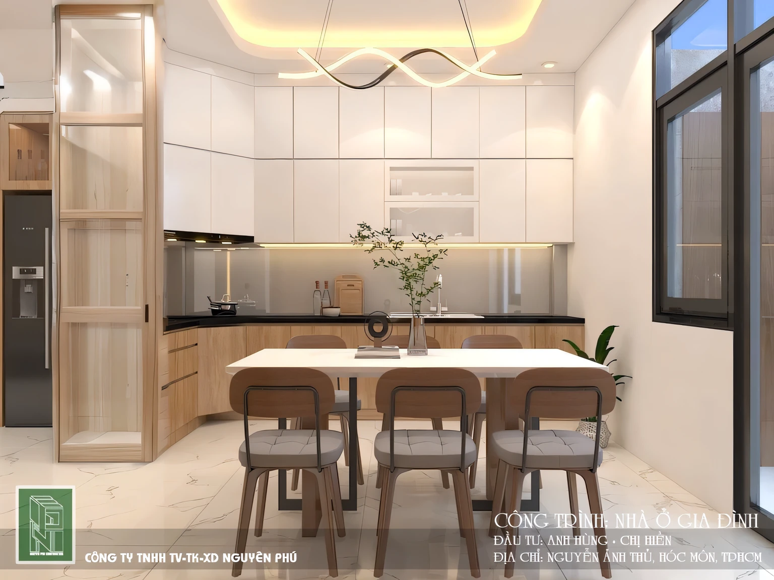 Wine cabinet combined with wooden partitions