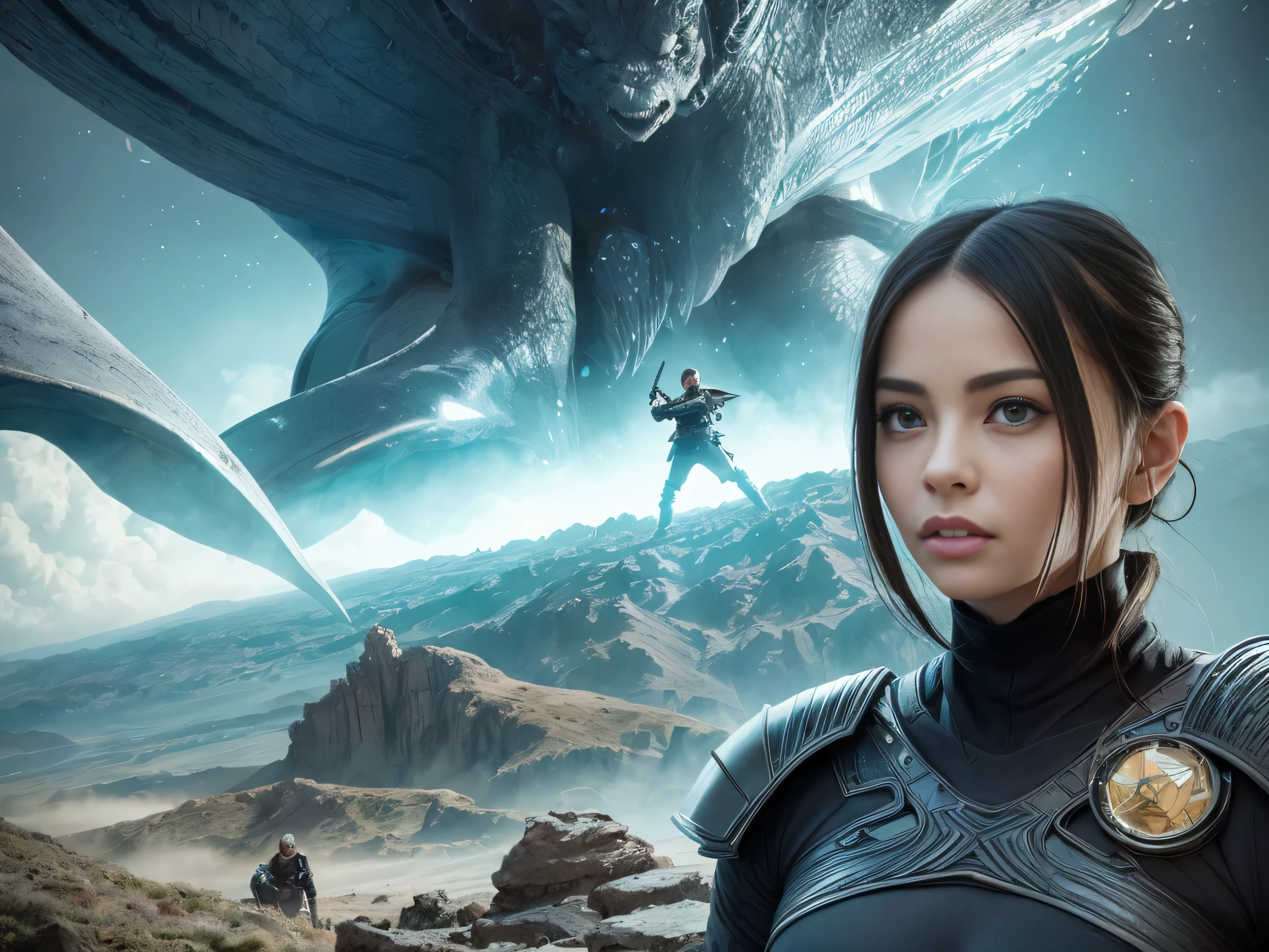 Arafe images of women in science fiction - fiction scenes、Android Jones and Chris Dyer、Sofia Vergara portrait、Square Enix Cinematic Art、Promotional images for the film、Shot in IMAX、Muspelheim、The protagonist in the foreground、Paul Atreides、IMAX Rendering、Evil Wizard、Elora、IMAX
