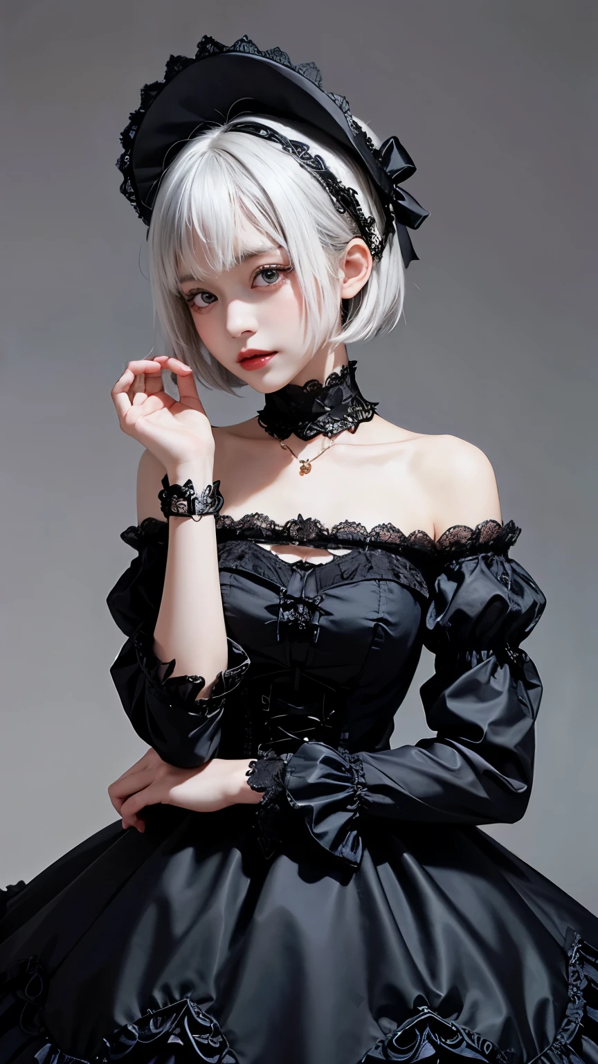 Please draw a super beautiful girl with short white bob hair wearing a gothic lolita outfit.。She exudes an elegant and dark vibe.、She exudes a unique beauty in Gothic Lolita fashion.。Her white hair is tied up in a neat short bob.、It highlights her individuality and sophisticated beauty.。
Her gothic lolita outfits are dark and luxurious in design.、It brings out her elegance and mysterious charm.。Lace and ribbon、Accents such as ruffles、It is a hallmark of her Gothic Lolita style.。Her pose is graceful、It expresses her deep worldview hidden inside her.。
Her eyes shine with mystery、Combined with her charming smile、It highlights her individuality and charm.。Her smile has a unique charm、She shows her confidence and sophisticated beauty in Gothic Lolita fashion.。Her appearance is美しく、Her presence stands out in the world of Gothic Lolita.。
This super beautiful girl with white short bob hair and gothic lolita style is、It has a unique charm and sophisticated beauty.。Her appearance is、Her presence and charm in the world of Gothic Lolita fashion are fused together.、It's a fascinating and mysterious sight.。