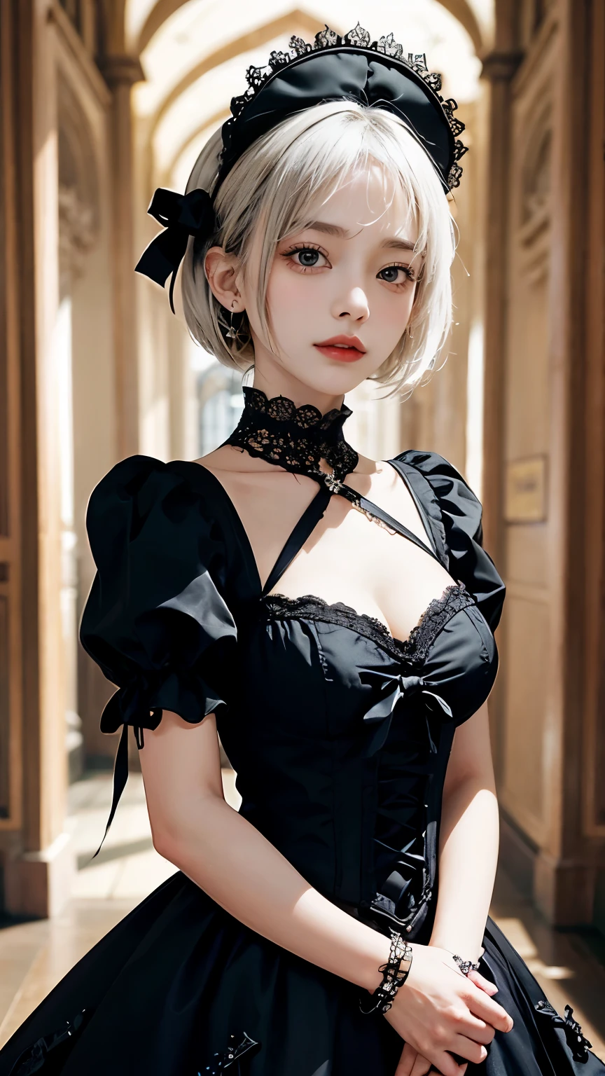(nsfw),(Topless:1.5),(Big Breasts:1.5),Please draw a very beautiful girl with short white bob hair wearing a gothic ta outfit.。She exudes an elegant and dark vibe..、She exudes a unique beauty in Gothic Loliashion..。Her white hair is pulled back into a neat short bob.、that highlights her individuality and sophisticated beauty.。
Her gothic lolita ot is dark and luxurious in design..、that brings out her elegance and mysterious charm.。Lace and ribbon、Accents such as ruffles、that is a hallmark of her Gothic Lolita styler pose is graceful、that expresses her deep worldview hidden inside her.。
Her eyes shine mysteriously、Combined with her charming smile、that highlights her individuality and charm.。Her smile has a unique charm、She exudes confidence and sophistication in gothic lolita fashion.. appearance is美しく、Making her presence known in the world of Gothic Lolita.。
This superutiful girl with short white bob hair and gothic lolita style、that has a ue charm and sophisticated beauty.。Her appearance is、Her presence and charm blends in the world of Gothic Lolita fashion..、that'A inating and mysterious sight.。