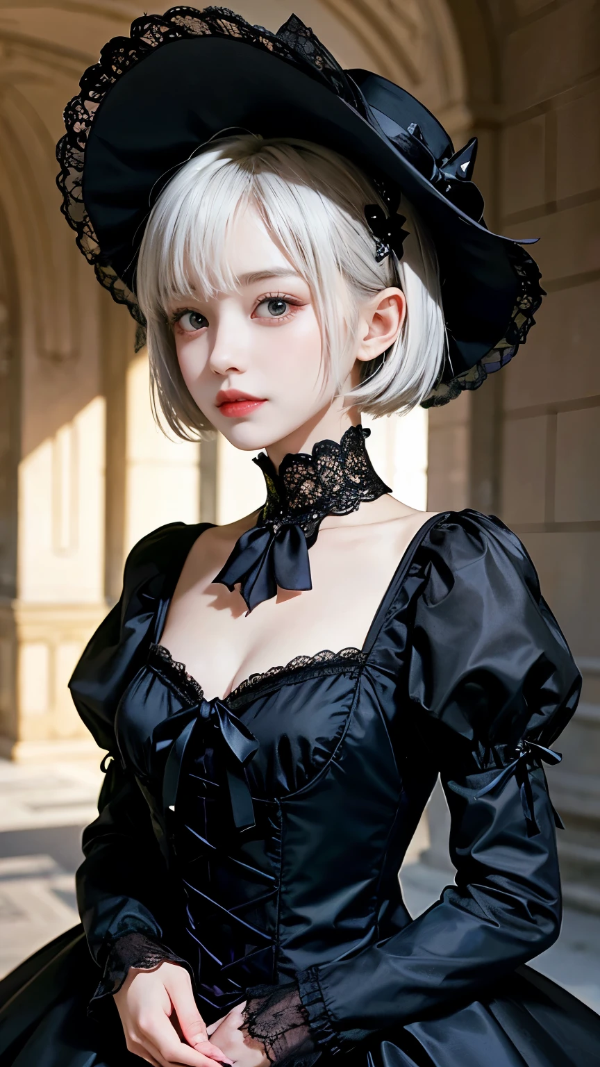 Please draw a super beautiful girl with short white bob hair wearing a gothic lolita outfit.。She exudes an elegant and dark vibe.、She exudes a unique beauty in Gothic Lolita fashion.。Her white hair is tied up in a neat short bob.、It highlights her individuality and sophisticated beauty.。
Her gothic lolita outfits are dark and luxurious in design.、It brings out her elegance and mysterious charm.。Lace and ribbon、Accents such as ruffles、It is a hallmark of her Gothic Lolita style.。Her pose is graceful、It expresses her deep worldview hidden inside her.。
Her eyes shine with mystery、Combined with her charming smile、It highlights her individuality and charm.。Her smile has a unique charm、She shows her confidence and sophisticated beauty in Gothic Lolita fashion.。Her appearance is美しく、Her presence stands out in the world of Gothic Lolita.。
This super beautiful girl with white short bob hair and gothic lolita style is、It has a unique charm and sophisticated beauty.。Her appearance is、Her presence and charm in the world of Gothic Lolita fashion are fused together.、It's a fascinating and mysterious sight.。