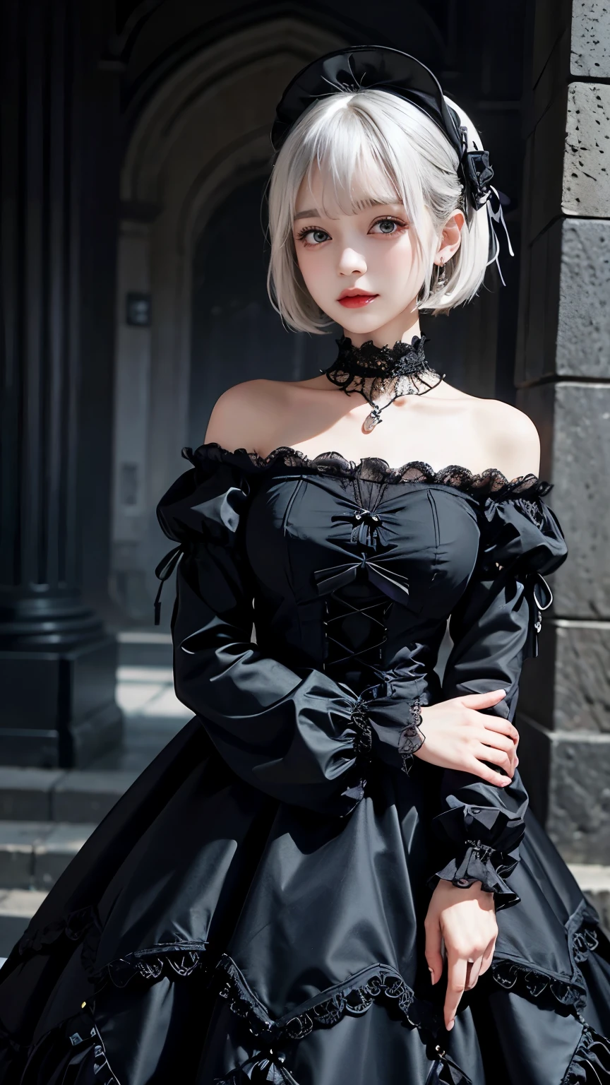Please draw a super beautiful girl with short white bob hair wearing a gothic ta outfit.。She exudes an elegant and dark vibe.、She exudes a unique beauty in Gothic Loliashion.。Her white hair is tied up in a neat short bob.、It highlights her individuality and sophisticated beauty.。
Her gothic lolita ots are dark and luxurious in design.、It brings out her elegance and mysterious charm.。Lace and ribbon、Accents such as ruffles、It is a hallmark of her Gothic Lolita styler pose is graceful、It expresses her deep worldview hidden inside her.。
Her eyes shine with mystery、Combined with her charming smile、It highlights her individuality and charm.。Her smile has a unique charm、She shows her confidence and sophisticated beauty in Gothic Lolita fashion.。appearance is美しく、Her presence stands out in the world of Gothic Lolita.。
This superutiful girl with white short bob hair and gothic lolita style is、It has aque charm and sophisticated beauty.。Her appearance is、Her presence and charm in the world of Gothic Lolita fashion are fused togr.、It's a fascinating and mysterious sight.。