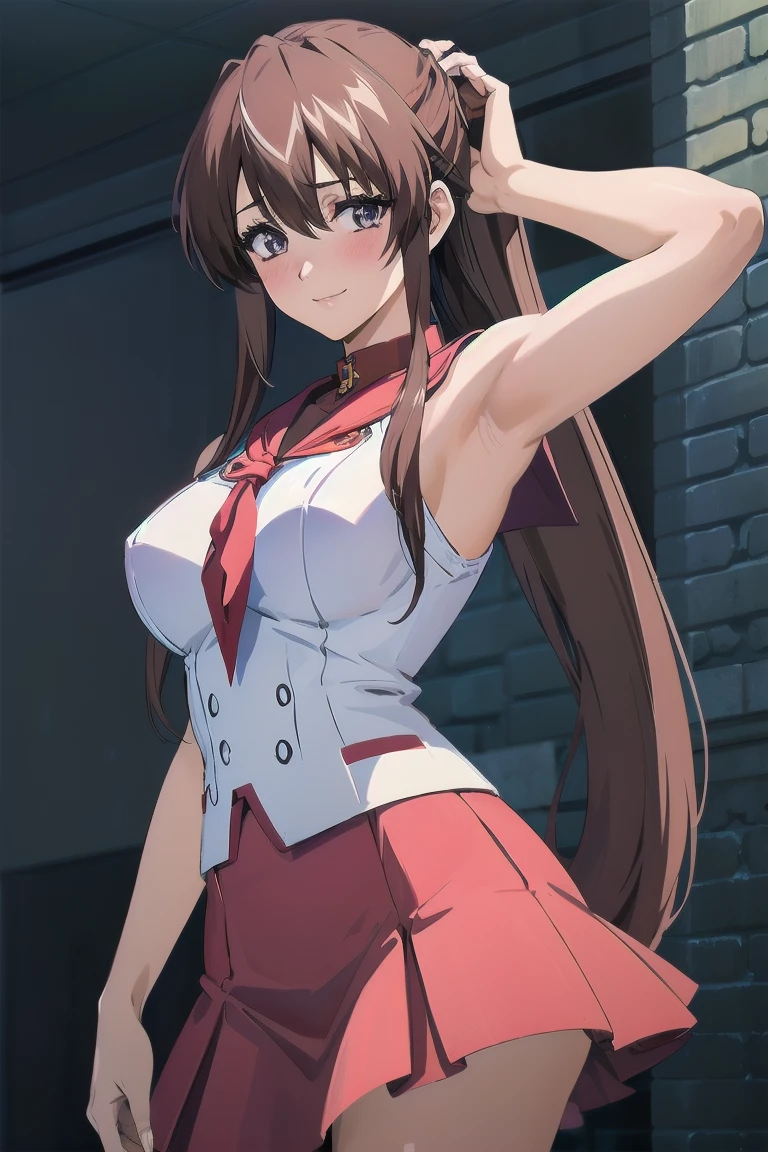 1 girl, single, alone, Beautiful woman、I could see the whole body, ((Brown eyes, Beautiful eyelashes, Realistic eyes)), ((Detailed face, blush:1.2)), ((Smooth texture:0.75, Realistic texture:0.65, Realistic:1.1, Anime CG Style)),,Dynamic Angle, Perfect body,Show me your armpits,masterpiece, highest quality, Confused, Perfect Anatomy, 1 girl, alone, Mars, Very long hair, Parted bangs, Sailor Warrior Uniforms, Red Sailor Collar, Red Skirt, Elbow Bag, Are standing, Cowboy Shot, smile, Cartoon flame on background, Stylized Background