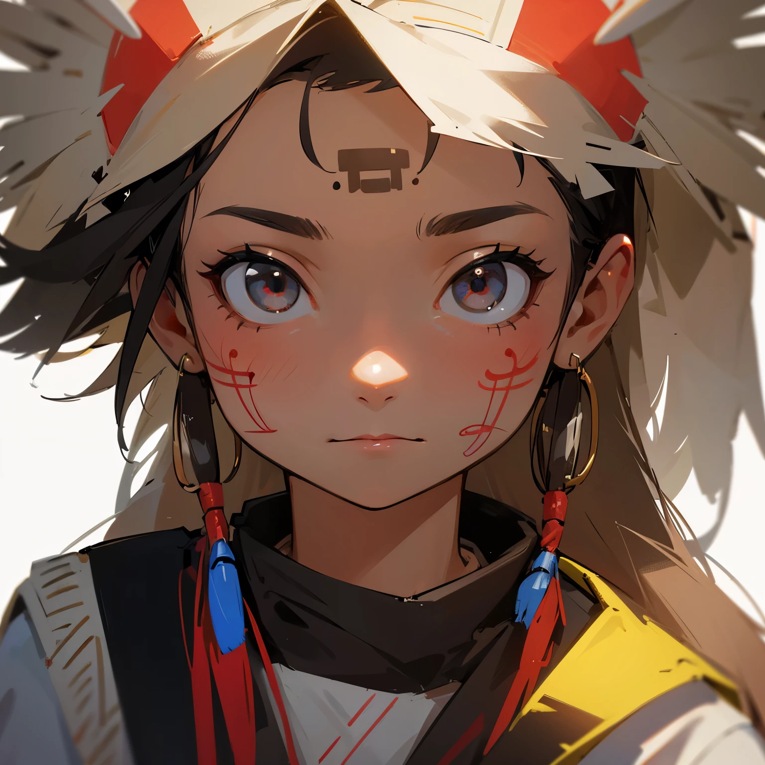 A girl with indigenous features and various facial expressions