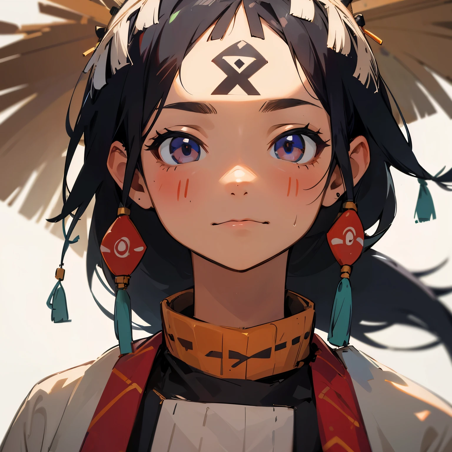 A girl with indigenous features and various facial expressions