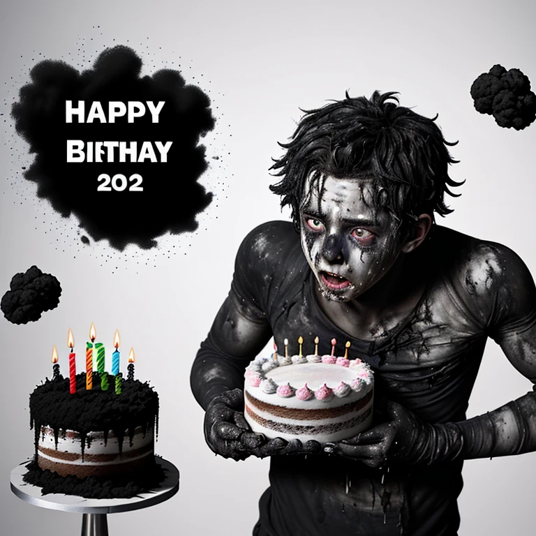 Birthday cake explodes、A comedy about a boy covered in soot and left in tatters.