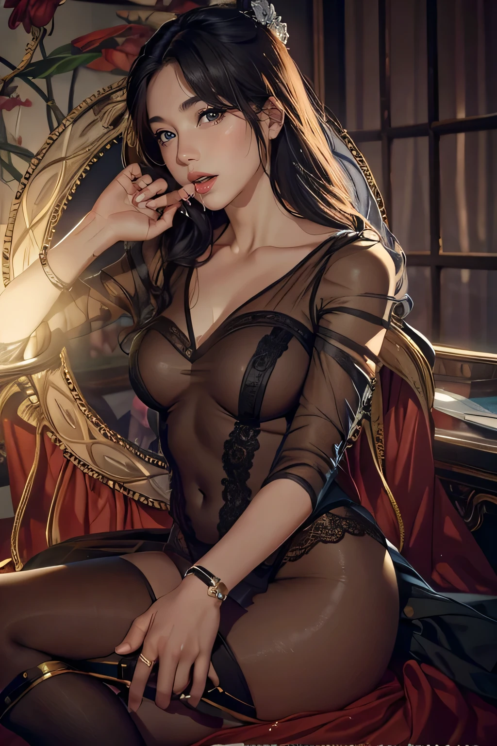 Around 30 years old, (Elegant and well-proportioned body shape), (high heels), (bob hair), (garter stockings and anklets), (spread your legs), wince,(orgasm:1.5),waiting for tongue,(Delicate and elegant light makeup), Delicate and beautiful fair skin, Detailed facial description with double beautiful eyes, Gentle eyes that shine with youth and innocence, Expressing the amazing beauty of youth, Adorable Japan Woman, A beautiful portrait that captures her enchanting charm. (8K, highest quality, masterpiece: 1.2), (Realistic and photorealistic: 1.37), (to office)