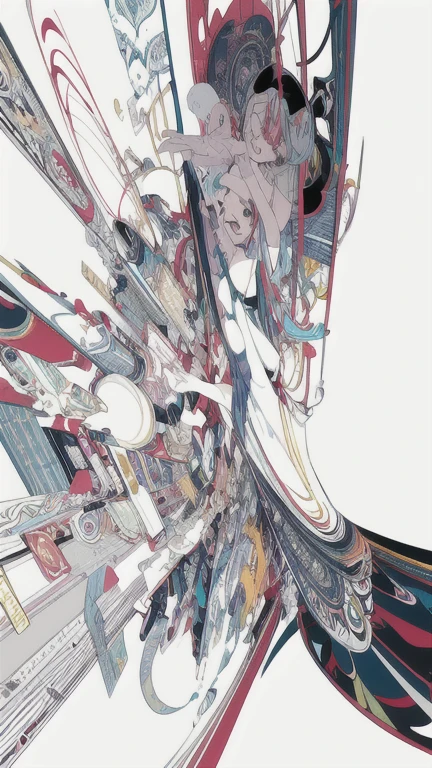 leaning back with hands out in the air,girl、high school girl、(masterpiece, highest quality, official art:1.2), (flat color:1.5),(colorful),looking at the viewer,1 girl,alone, white background, ,(2D:1.5) ,
