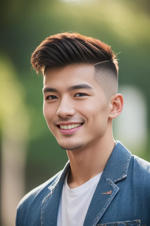 ((highest quality, 8k, masterpiece: 1.3)), 1 straight Chinese hottie, Focus on a good profile: 1.3, (Perfect jawline, Sharp features: 1.2), breathtaking physique, Muscular, Exquisite facial structure, (Captivating Gaze: 1.2), ((Hipster hairstyle)), (Cute Smile), (Captivating Charm: 1.4), (Respected by gay men: 1.2), (Impeccable fashion sense), ((A captivating presence: 1.3)), ((Demanding attention: 1.2))