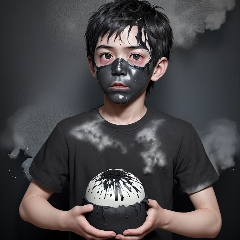 Birthday present bomb explodes、A boy covered in soot and in tatters