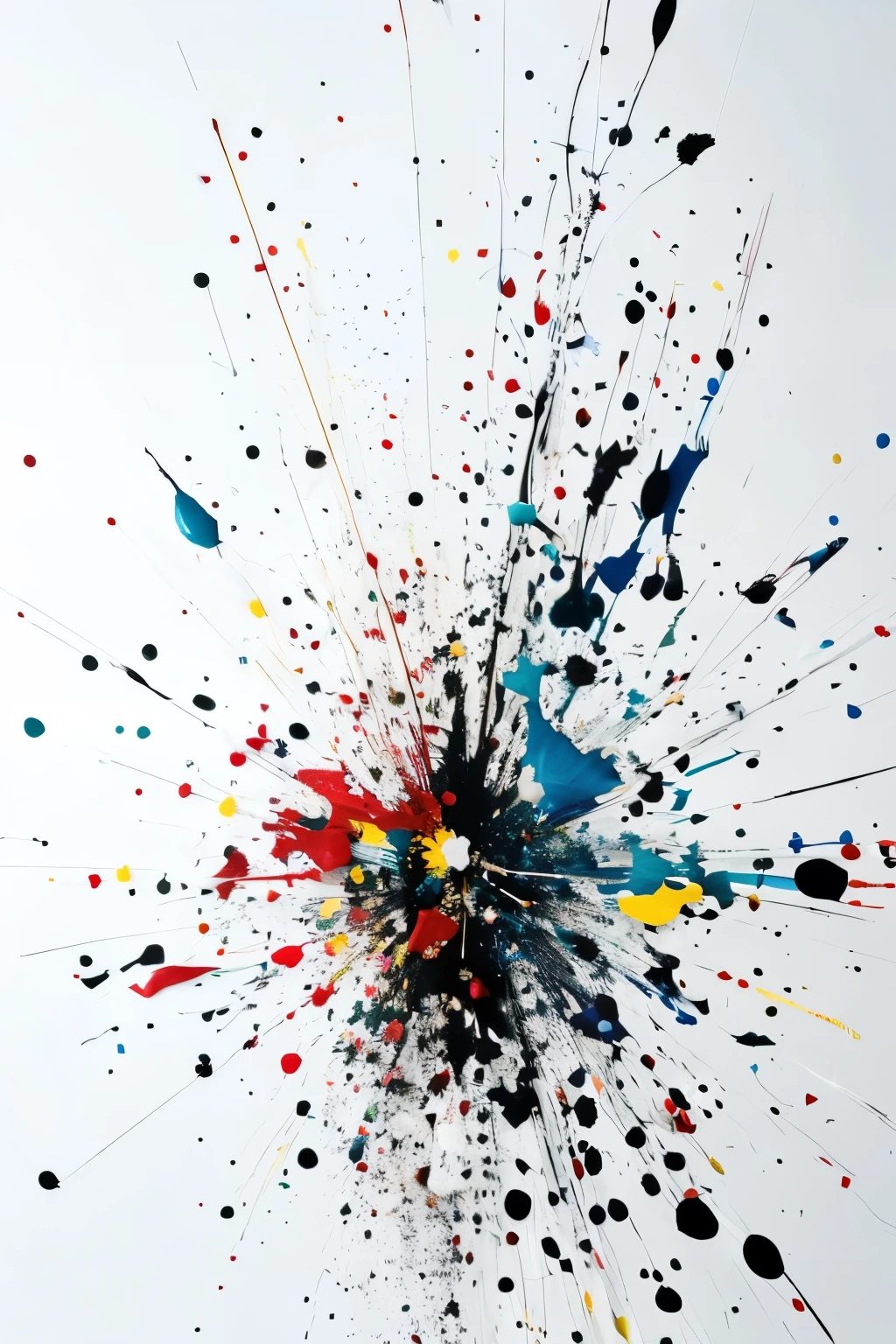 A single paint splatter explodes and spreads, Background is white
