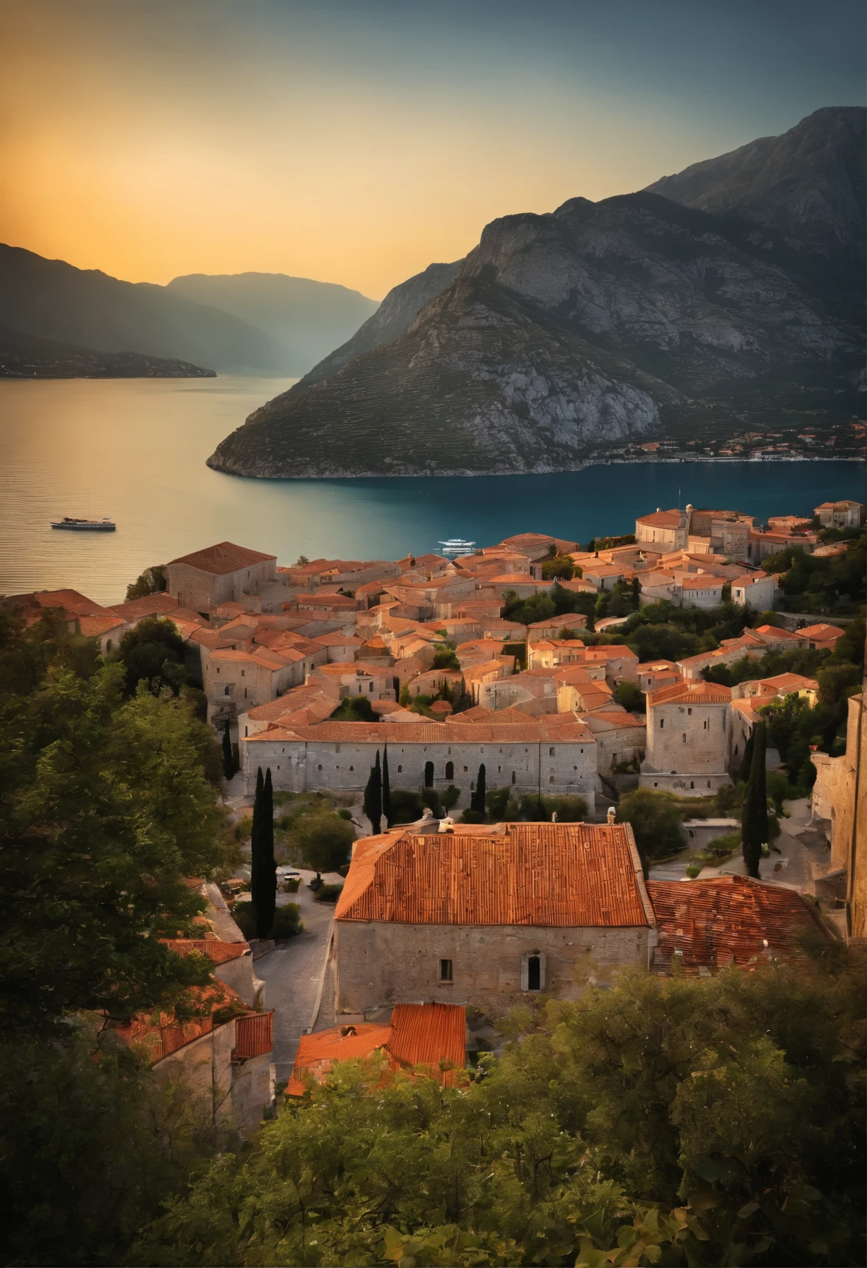Montenegro,Cidade de Kotor,Vista distante, desk 