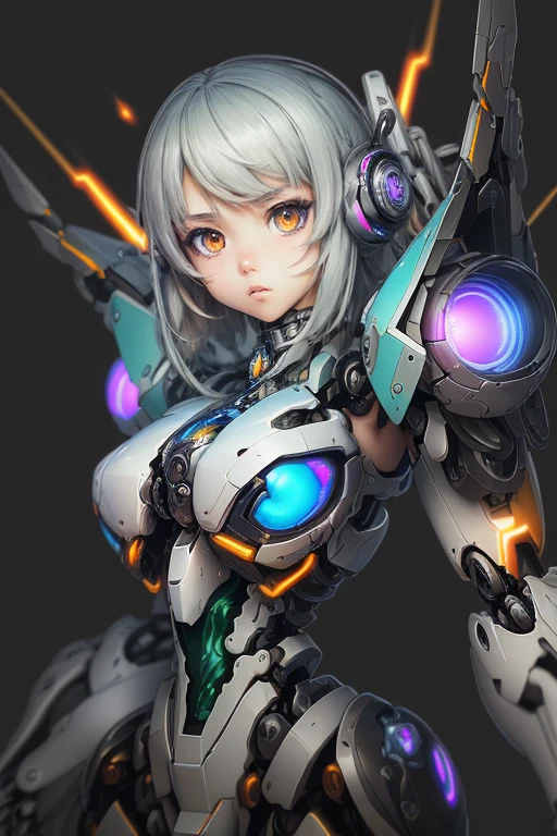 (masterpiece), best quality, expressive eyes, perfect face, (cute , "Generate an anime-inspired mecha illustration with dynamic action poses and intricate mechanical details. Incorporate bold, vivid colors and dramatic lighting to enhance the sense of intensity and power."), vivid colors, foto realista, Super adobe, textura detallada, aesthetics, arte neuro cognitivo, neurocore, Photoshop, escala de colores, Arte alto, iPhone 14 Pro Max Camera, detalles intrincados, photographic realism, ultra calidad, ultra realista, photoreal, 