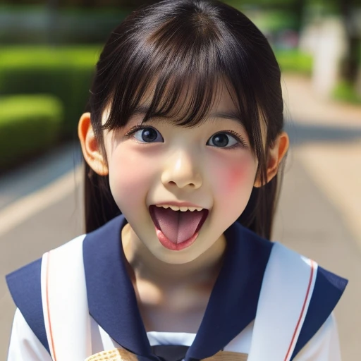 Japanese,************,Twin tails,profile,Turn to the side,Look up,Face close-up,Please open your mouth wide,Stick your tongue out.,Show me your tongue,cute,Summer sailor uniform