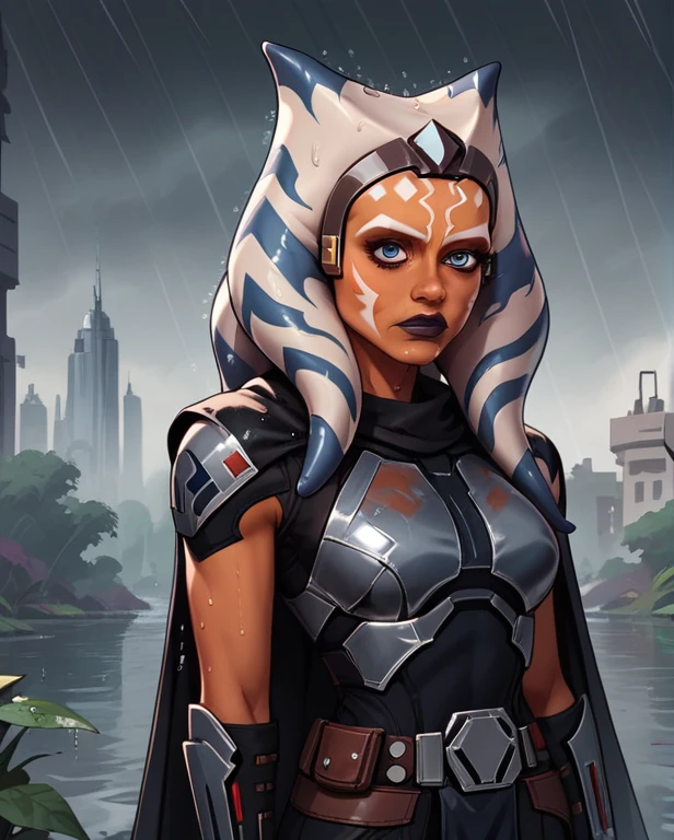 score_9,score_8_up,score_7_up,score_6_up,
ahsoka
body, wet,    
armor,gloves,black bodysuit,black cape,belt,rain,
science fiction,sith base, star wars, outdoors,  rain, 
solo,