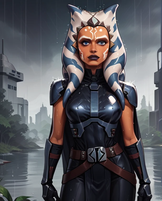 score_9,score_8_up,score_7_up,score_6_up,
ahsoka
body, wet,    
armor,gloves,black bodysuit,black cape,belt,rain,
science fiction,sith base, star wars, outdoors,  rain, 
solo,