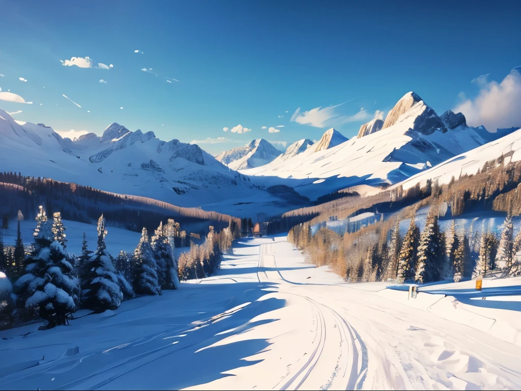 (highest quality:1.5), (masterpiece:1.5), background, Ski resort